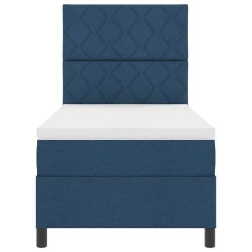 Box Spring Krevet s Madracem Plave Boje Jednostruki Tkanina Cijena