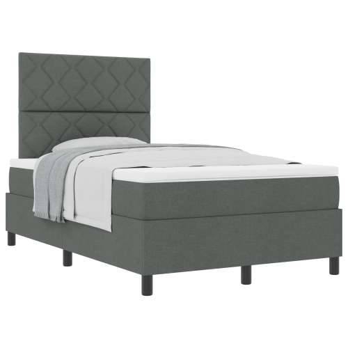 Box Spring krevet sa madracem tamno siva mali dupli tkanina Cijena