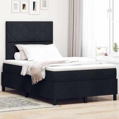 Box Spring Krevet s Madracem Crni Mali Dvojni Tkanina Cijena