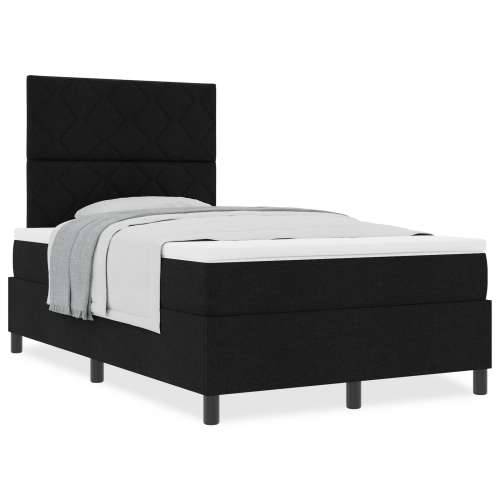 Box Spring Krevet s Madracem Crni Mali Dvojni Tkanina Cijena