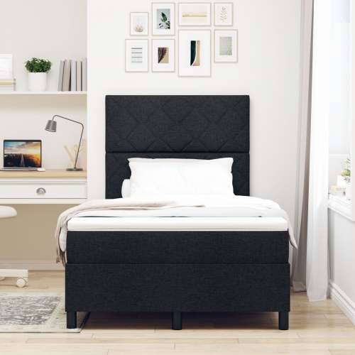 Box Spring Krevet s Madracem Crni Mali Dvojni Tkanina Cijena