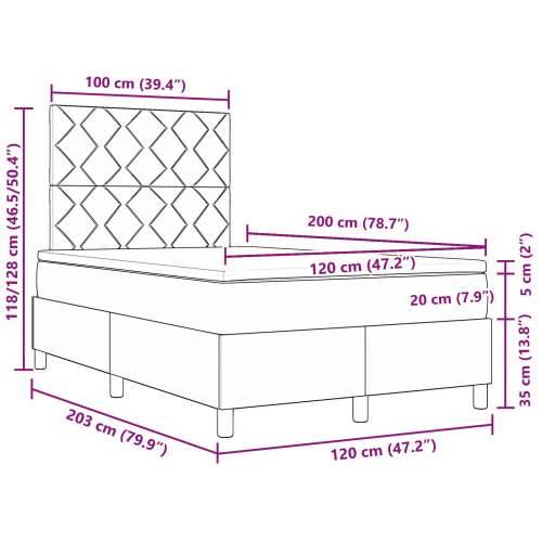 Box Spring krevet s madracem Svijetlosiva 120x200 cm Tkanina Cijena