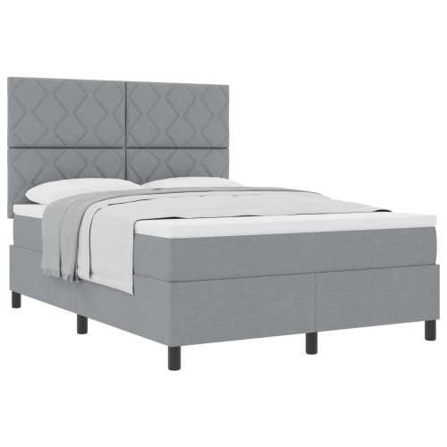 Box Spring Krevet s Madracem Svijetlosivi 140x190 cm Tkanina Cijena