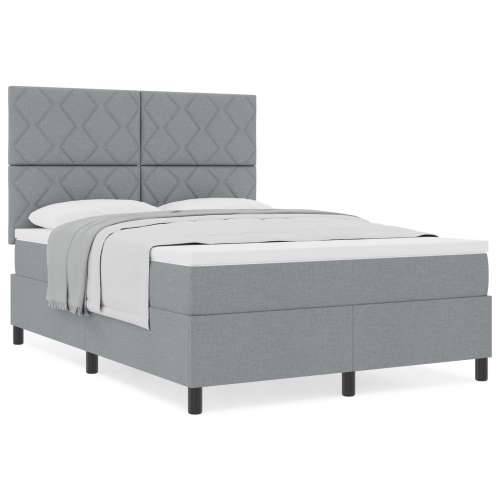 Box Spring Krevet s Madracem Svijetlosivi 140x190 cm Tkanina Cijena