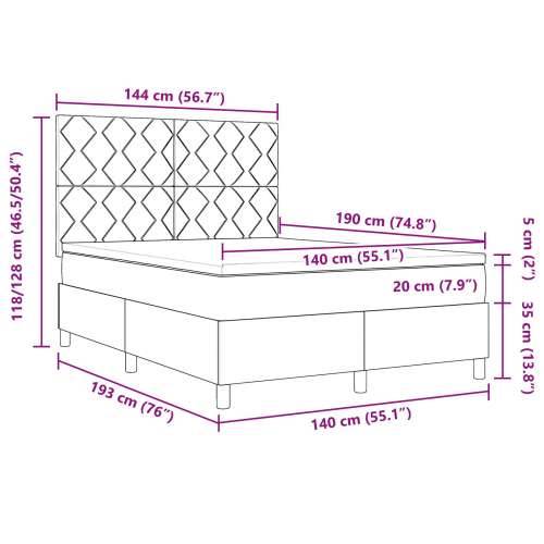 Krevet s box springom i madracem taupe 140x190 cm Tkanina Cijena