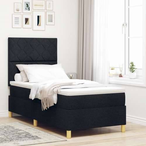 Box Spring krevet s madracem Crni Jednokrevetni Tkanina Cijena