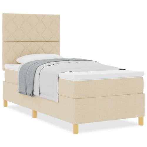 krevet s podnicom i madracem krem 90x200 cm tkanina Cijena