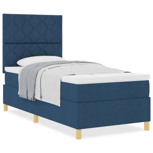 Box Spring Krevet s madracem Plava 90x200 cm Tkanina Cijena