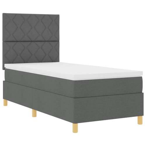 krevet s uzglavljem i madracem tamno sivi 100x200 cm tkanina Cijena