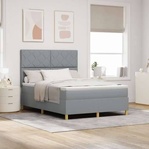 Krevet s box springom s madracem svjetlosiva 140x190 cm tkanina Cijena