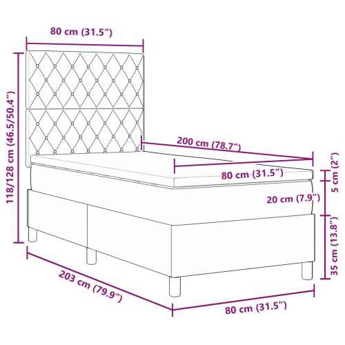 Box Spring Krevet s Madracem Tamno Zelena 80x200 cm Baršun Cijena