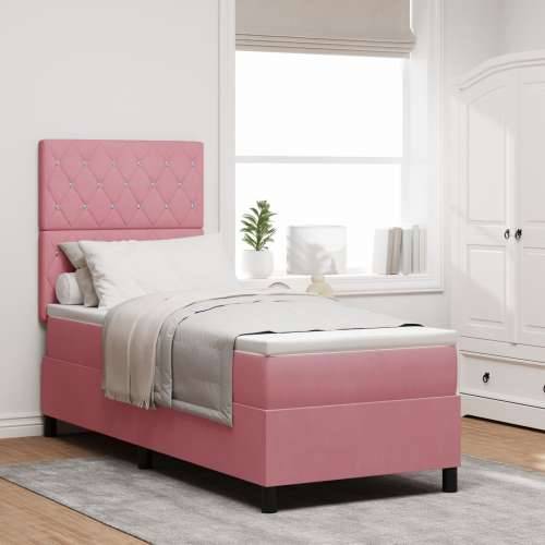 Box Spring Krevet s Madracem Ružičasta 80x200 cm Baršun Cijena