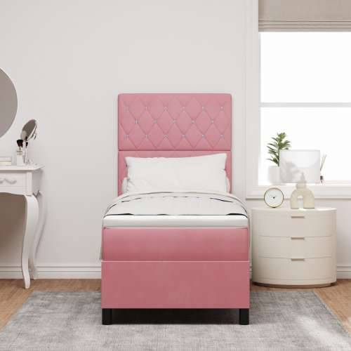 Box Spring Krevet s Madracem Ružičasta 80x200 cm Baršun Cijena