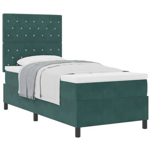 Box Spring krevet s madracem tamnozelene boje pojedinačno baršunast Cijena
