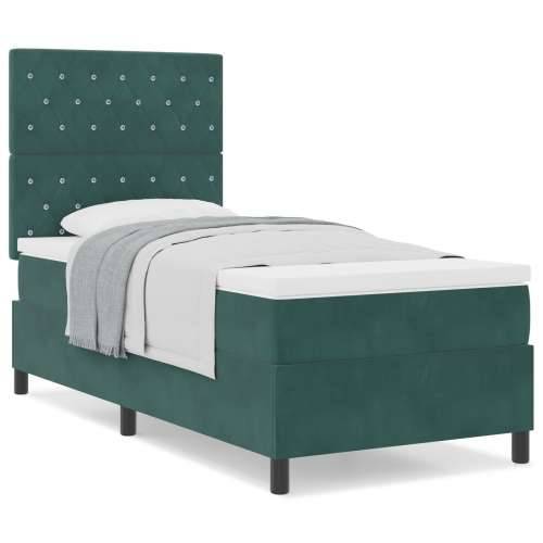 Box Spring krevet s madracem tamnozelene boje pojedinačno baršunast Cijena