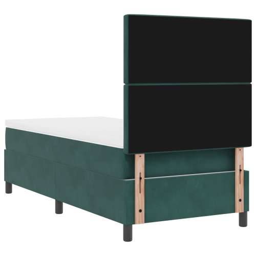 Box Spring krevet s madracem tamnozelene boje pojedinačno baršunast Cijena