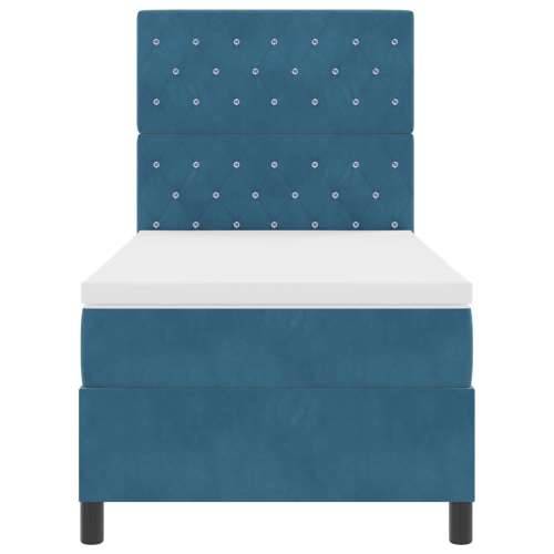 Box Spring krevet s madracem tamnoplave boje, pojedinačni, baršun Cijena