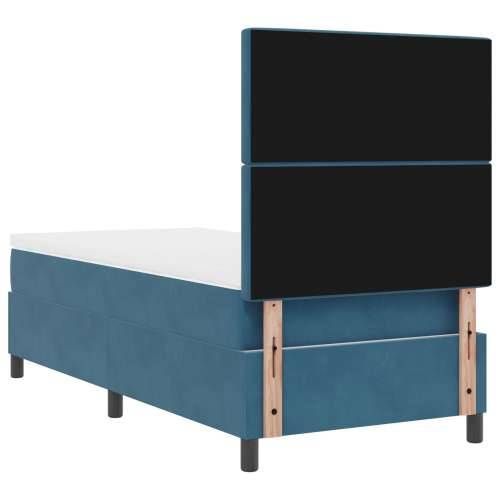 Box Spring krevet s madracem tamnoplave boje, pojedinačni, baršun Cijena