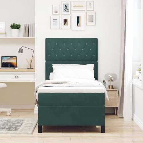 Box Spring Krevet s Madracem Tamnozelena 100x200 cm Baršun Cijena