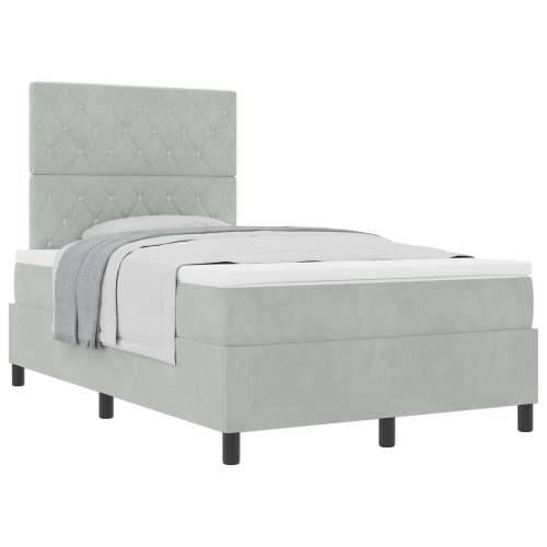Box Spring Krevet s Madracem Svjetlosiva 120x200 cm Baršun Cijena