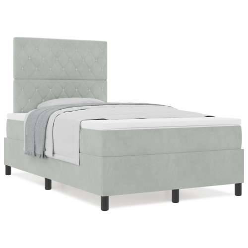 Box Spring Krevet s Madracem Svjetlosiva 120x200 cm Baršun Cijena
