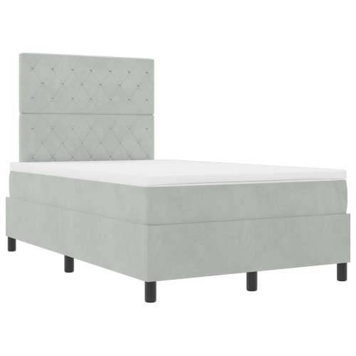Box Spring Krevet s Madracem Svjetlosiva 120x200 cm Baršun Cijena