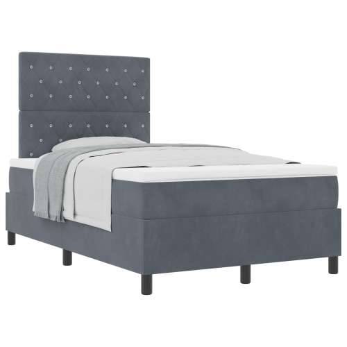 Box Spring Krevet s Madracem Tamno Siva 120x200 cm Baršun Cijena
