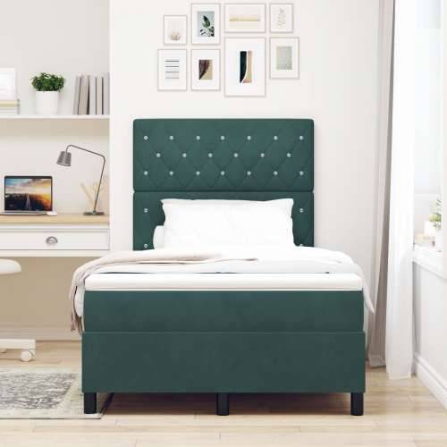 Box Spring Krevet s Madracem Tamno Zelena 120x200 cm Baršun Cijena