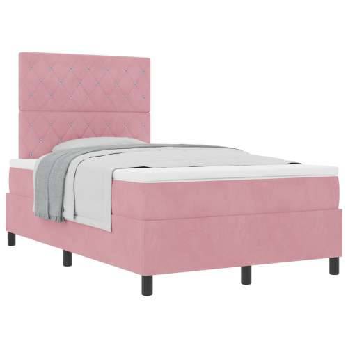Box Spring Krevet s Madracem Ružičasti 120x200 cm Baršun Cijena