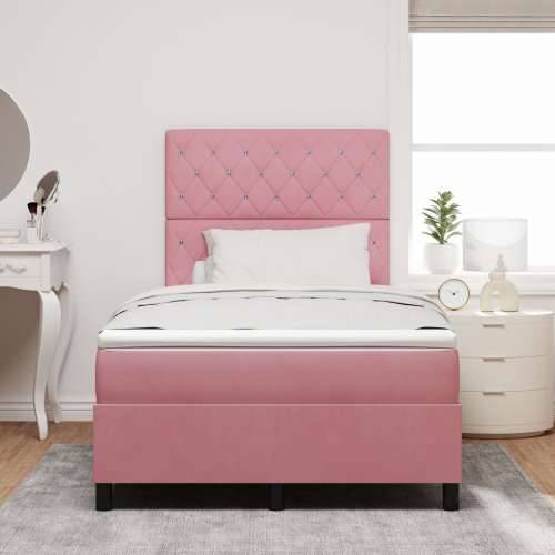 Box Spring Krevet s Madracem Ružičasti 120x200 cm Baršun Cijena