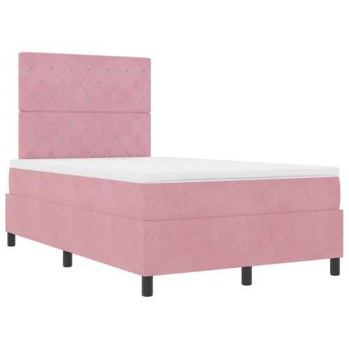 Box Spring Krevet s Madracem Ružičasti 120x200 cm Baršun Cijena