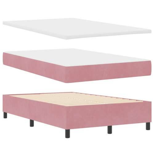 Box Spring Krevet s Madracem Ružičasti 120x200 cm Baršun Cijena