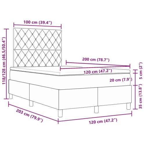 Box Spring Krevet s Madracem Ružičasti 120x200 cm Baršun Cijena