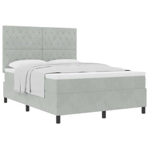 Box Spring Krevet s Madracem Svjetlosiva 140x200 cm Baršun Cijena