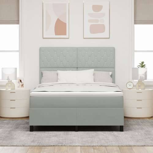 Box Spring Krevet s Madracem Svjetlosiva 140x200 cm Baršun Cijena