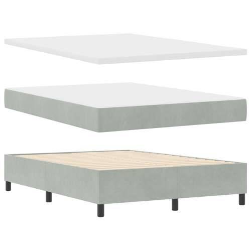Box Spring Krevet s Madracem Svjetlosiva 140x200 cm Baršun Cijena