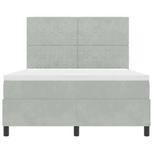 Box Spring Krevet s Madracem Svjetlosiva 140x200 cm Baršun Cijena