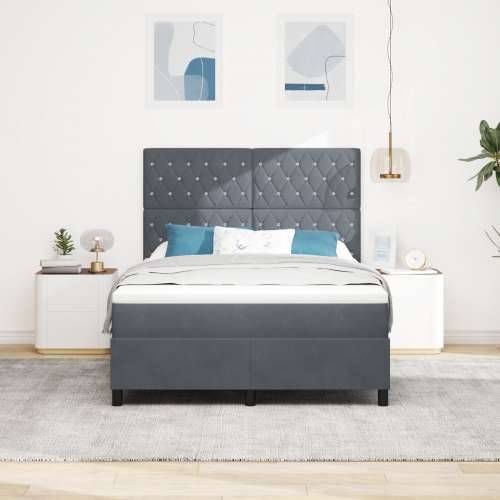 Box Spring krevet s dušekom Tamno siva 140x200 cm Baršun Cijena
