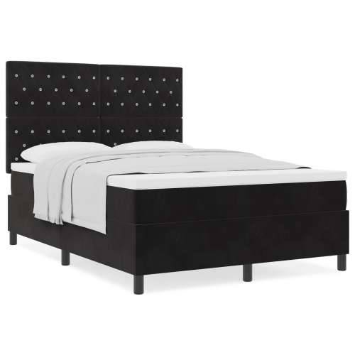 Box Spring Krevet s Madracem Crna 140x200 cm Baršun Cijena