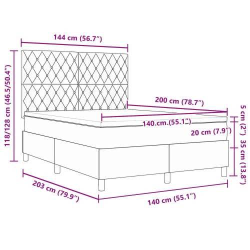 Box Spring Krevet s Madracem Crna 140x200 cm Baršun Cijena