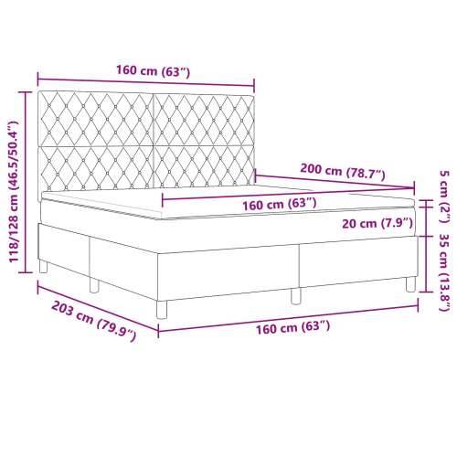Kutna Odbojna Krevet s Madracem Tamnoplava 160x200 cm Baršun Cijena
