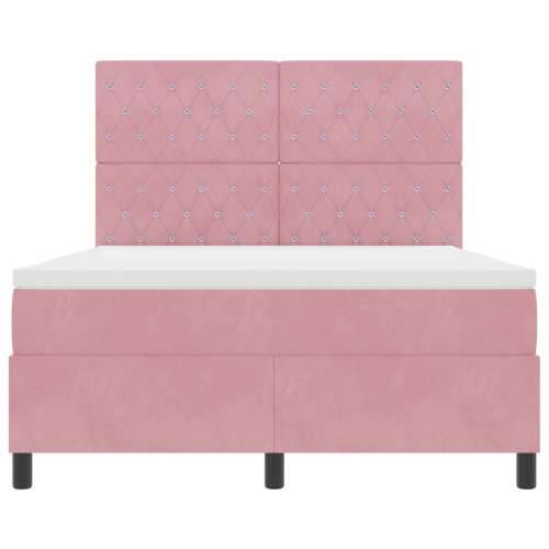 Box Spring Krevet s Madracem Ružičasta 160x200 cm Baršun Cijena