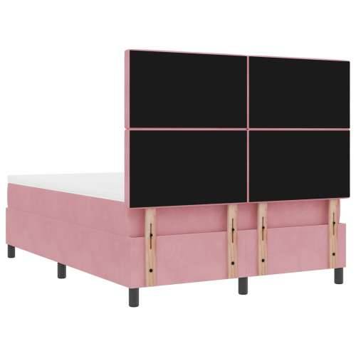Box Spring Krevet s Madracem Ružičasta 160x200 cm Baršun Cijena