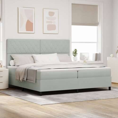 Box Spring Krevet s Madracem Svjetlosiva 200x200 cm Baršun Cijena