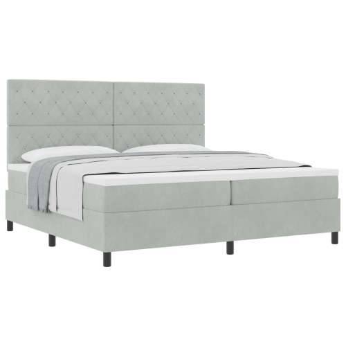 Box Spring Krevet s Madracem Svjetlosiva 200x200 cm Baršun Cijena