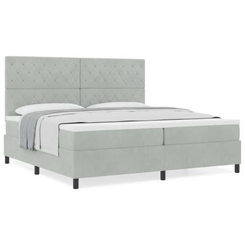 Box Spring Krevet s Madracem Svjetlosiva 200x200 cm Baršun Cijena
