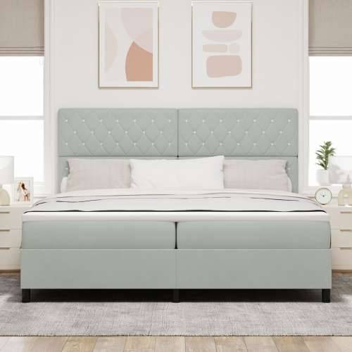 Box Spring Krevet s Madracem Svjetlosiva 200x200 cm Baršun Cijena