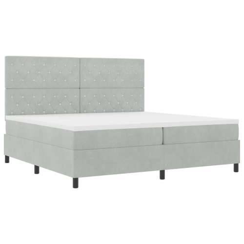 Box Spring Krevet s Madracem Svjetlosiva 200x200 cm Baršun Cijena