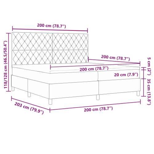 Box Spring Krevet s Madracem Tamno Sivi 200x200 cm Baršun Cijena