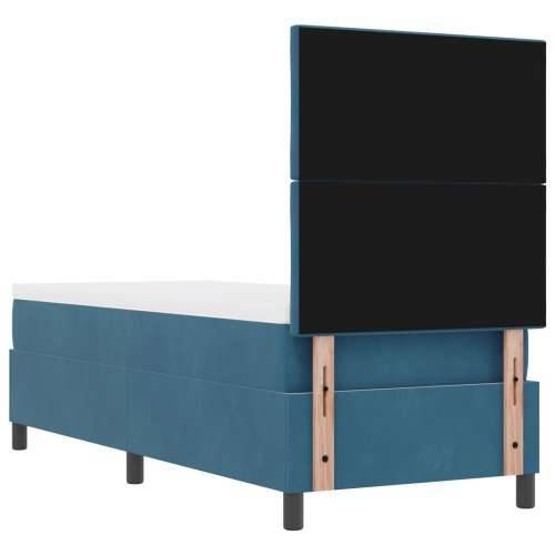 Krevet s opružnom podlogom i madracem tamnoplave boje 80x200 cm od baršuna Cijena